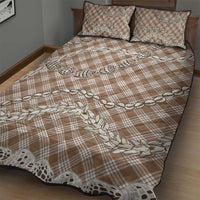 Brown Aloha Hawaii Shell Lei Quilt Bed Set Palaka Hebrew Cone Honey Cowrie Elegant Curves LT14 - Polynesian Pride