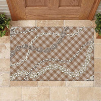 Brown Aloha Hawaii Shell Lei Rubber Doormat Palaka Hebrew Cone Honey Cowrie Elegant Curves LT14 Brown - Polynesian Pride