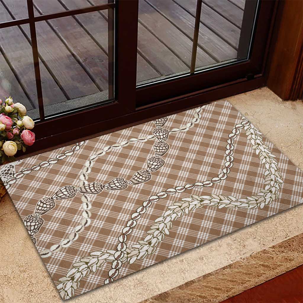 Brown Aloha Hawaii Shell Lei Rubber Doormat Palaka Hebrew Cone Honey Cowrie Elegant Curves LT14 - Polynesian Pride