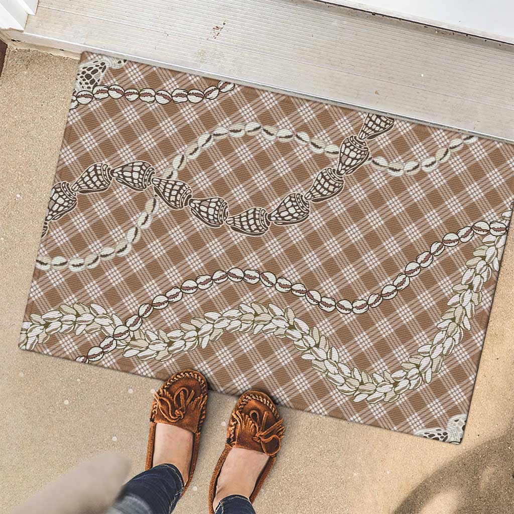 Brown Aloha Hawaii Shell Lei Rubber Doormat Palaka Hebrew Cone Honey Cowrie Elegant Curves LT14 - Polynesian Pride