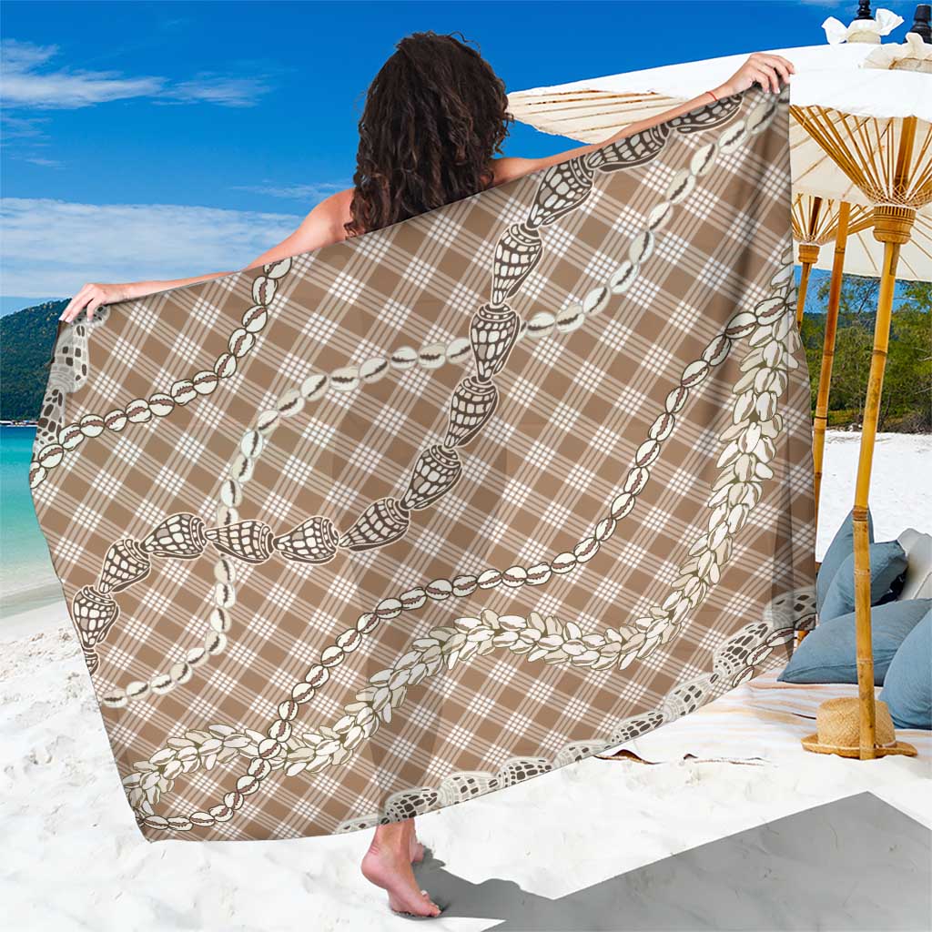 Brown Aloha Hawaii Shell Lei Sarong Palaka Hebrew Cone Honey Cowrie Elegant Curves LT14 One Size 44 x 66 inches Brown - Polynesian Pride
