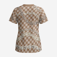 Brown Aloha Hawaii Shell Lei Scrub Top Palaka Hebrew Cone Honey Cowrie Elegant Curves LT14 - Polynesian Pride