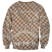 Brown Aloha Hawaii Shell Lei Sweatshirt Palaka Hebrew Cone Honey Cowrie Elegant Curves LT14 - Polynesian Pride