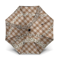 Brown Aloha Hawaii Shell Lei Umbrella Palaka Hebrew Cone Honey Cowrie Elegant Curves LT14 One Size Folded 11.42 inch Opened Diameter 37.4 inch Brown - Polynesian Pride