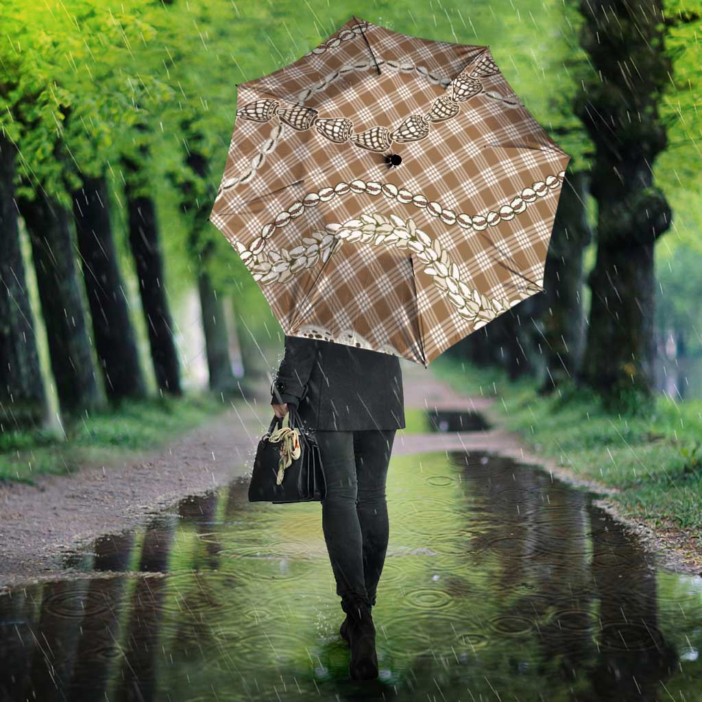 Brown Aloha Hawaii Shell Lei Umbrella Palaka Hebrew Cone Honey Cowrie Elegant Curves LT14 - Polynesian Pride
