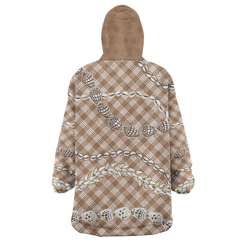 Brown Aloha Hawaii Shell Lei Wearable Blanket Hoodie Palaka Hebrew Cone Honey Cowrie Elegant Curves LT14 - Polynesian Pride