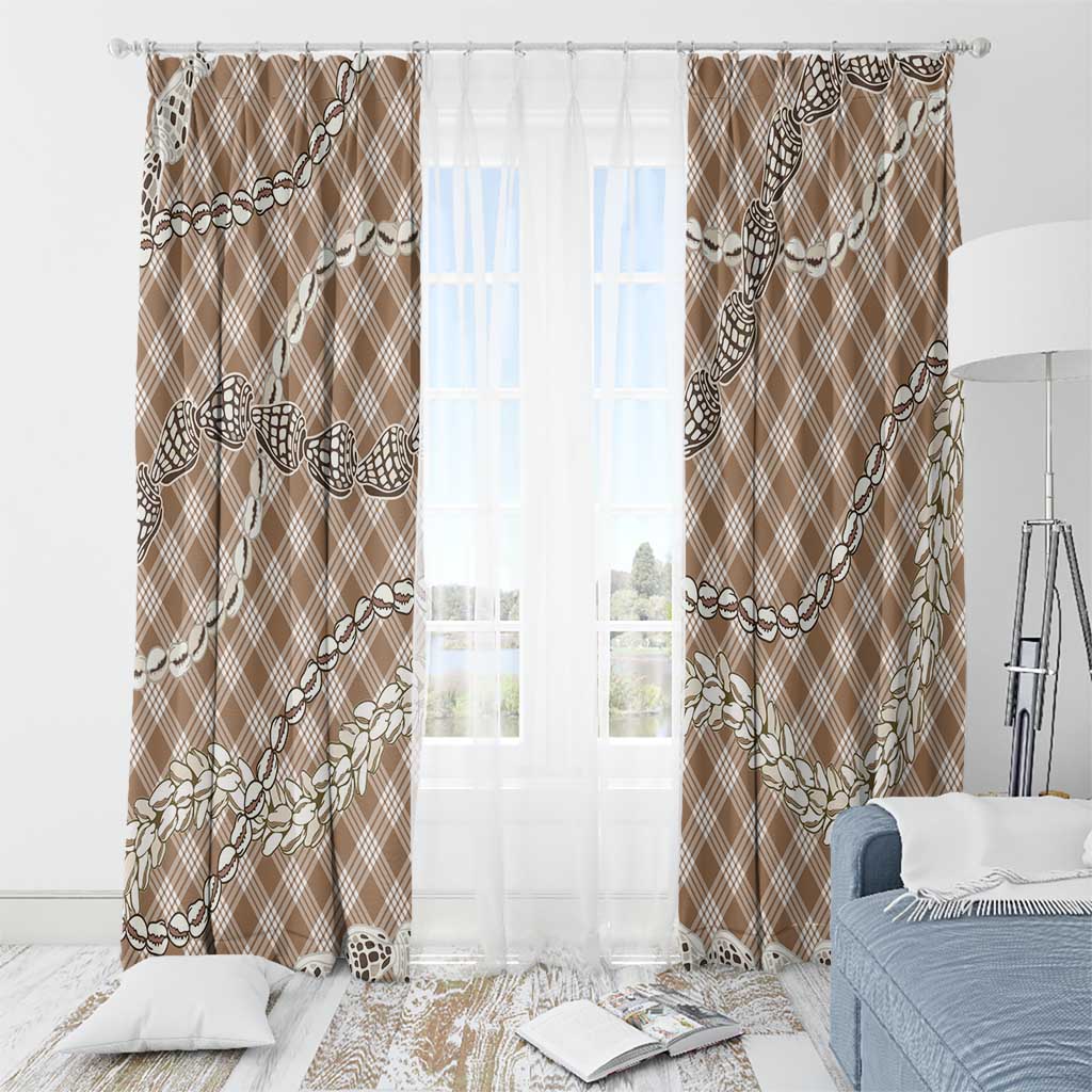 Brown Aloha Hawaii Shell Lei Window Curtain Palaka Hebrew Cone Honey Cowrie Elegant Curves LT14 - Polynesian Pride