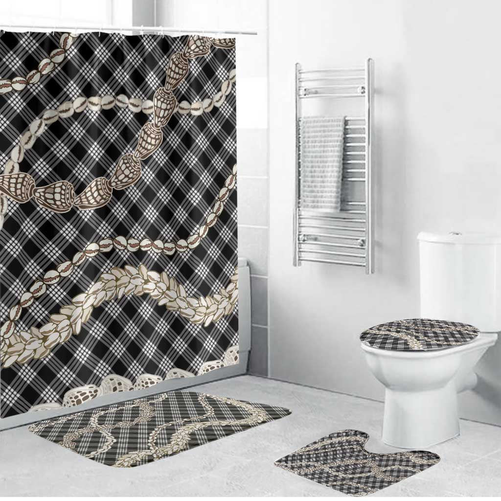 Black Aloha Hawaii Shell Lei Bathroom Set Palaka Hebrew Cone Honey Cowrie Elegant Curves LT14 Bathroom Set (4 pcs) Black - Polynesian Pride