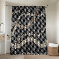 Black Aloha Hawaii Shell Lei Bathroom Set Palaka Hebrew Cone Honey Cowrie Elegant Curves LT14 Shower Curtain Only Black - Polynesian Pride