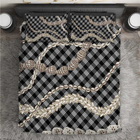Black Aloha Hawaii Shell Lei Bedding Set Palaka Hebrew Cone Honey Cowrie Elegant Curves LT14 Black - Polynesian Pride