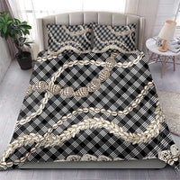 Black Aloha Hawaii Shell Lei Bedding Set Palaka Hebrew Cone Honey Cowrie Elegant Curves LT14 - Polynesian Pride