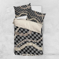 Black Aloha Hawaii Shell Lei Bedding Set Palaka Hebrew Cone Honey Cowrie Elegant Curves LT14 US Twin 172cm x 218cm Black - Polynesian Pride