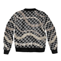 Black Aloha Hawaii Shell Lei Bomber Jacket Palaka Hebrew Cone Honey Cowrie Elegant Curves LT14 - Polynesian Pride