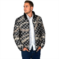Black Aloha Hawaii Shell Lei Padded Jacket Palaka Hebrew Cone Honey Cowrie Elegant Curves LT14 - Polynesian Pride