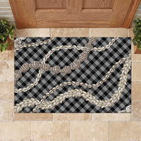 Black Aloha Hawaii Shell Lei Rubber Doormat Palaka Hebrew Cone Honey Cowrie Elegant Curves LT14 Black - Polynesian Pride