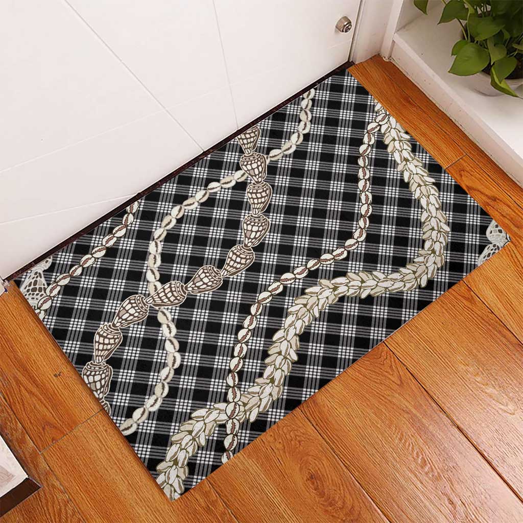 Black Aloha Hawaii Shell Lei Rubber Doormat Palaka Hebrew Cone Honey Cowrie Elegant Curves LT14 - Polynesian Pride