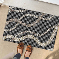 Black Aloha Hawaii Shell Lei Rubber Doormat Palaka Hebrew Cone Honey Cowrie Elegant Curves LT14 - Polynesian Pride