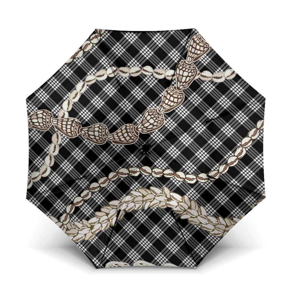 Black Aloha Hawaii Shell Lei Umbrella Palaka Hebrew Cone Honey Cowrie Elegant Curves LT14 One Size Folded 11.42 inch Opened Diameter 37.4 inch Black - Polynesian Pride