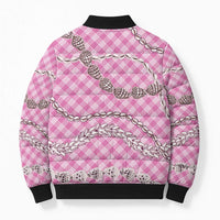 Pink Aloha Hawaii Shell Lei Bomber Puffer Jacket Palaka Hebrew Cone Honey Cowrie Elegant Curves LT14 - Polynesian Pride