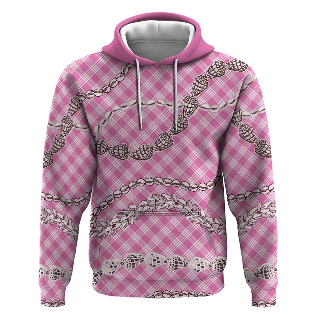Pink Aloha Hawaii Shell Lei Hoodie Palaka Hebrew Cone Honey Cowrie Elegant Curves LT14 Pullover Hoodie Pink - Polynesian Pride