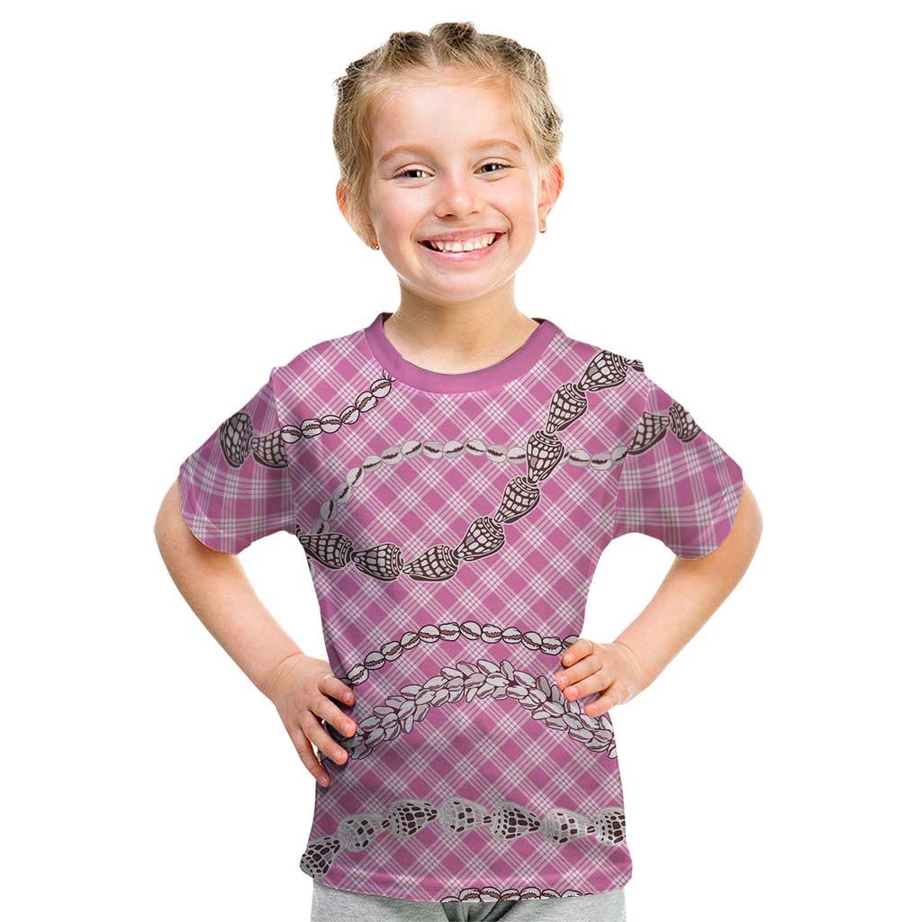 Pink Aloha Hawaii Shell Lei Kid T Shirt Palaka Hebrew Cone Honey Cowrie Elegant Curves LT14 Pink - Polynesian Pride