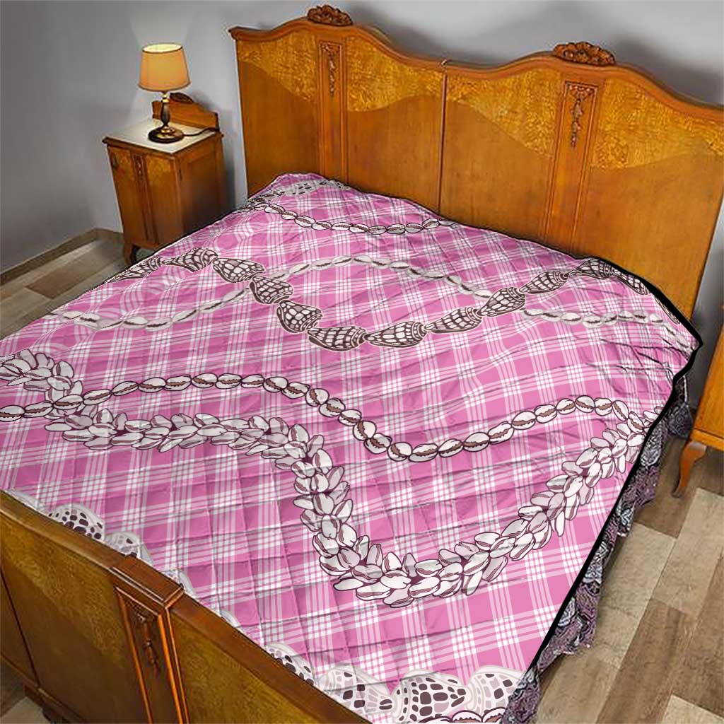 Pink Aloha Hawaii Shell Lei Quilt Palaka Hebrew Cone Honey Cowrie Elegant Curves LT14 - Polynesian Pride