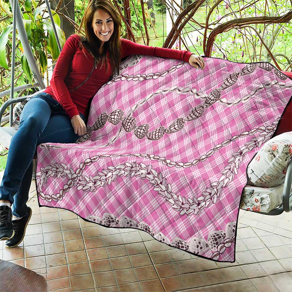 Pink Aloha Hawaii Shell Lei Quilt Palaka Hebrew Cone Honey Cowrie Elegant Curves LT14 - Polynesian Pride