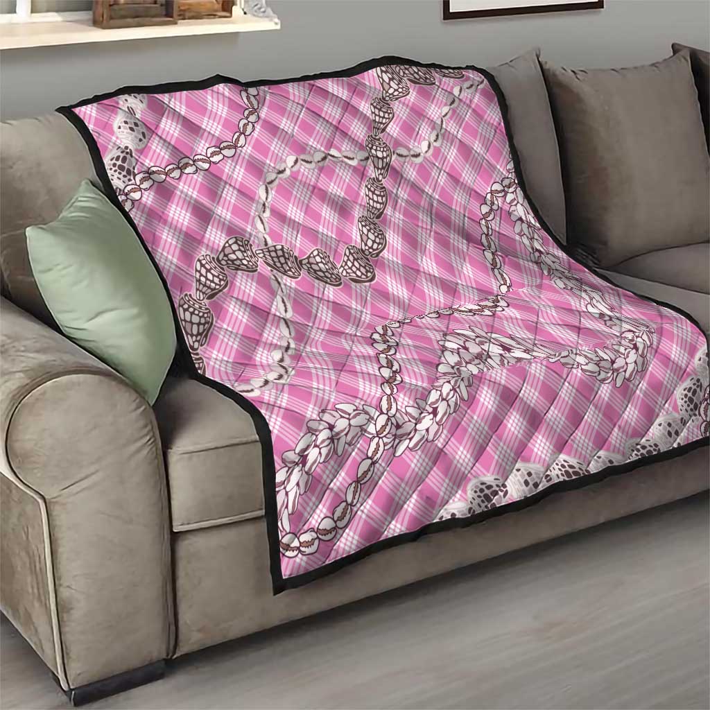 Pink Aloha Hawaii Shell Lei Quilt Palaka Hebrew Cone Honey Cowrie Elegant Curves LT14 - Polynesian Pride