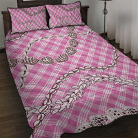 Pink Aloha Hawaii Shell Lei Quilt Bed Set Palaka Hebrew Cone Honey Cowrie Elegant Curves LT14 Pink - Polynesian Pride