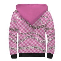Pink Aloha Hawaii Shell Lei Sherpa Hoodie Palaka Hebrew Cone Honey Cowrie Elegant Curves LT14 - Polynesian Pride