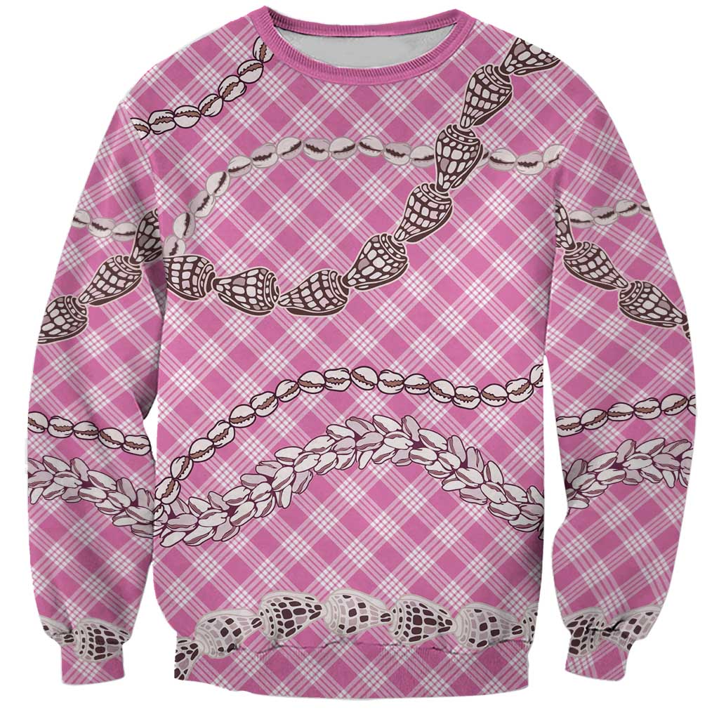Pink Aloha Hawaii Shell Lei Sweatshirt Palaka Hebrew Cone Honey Cowrie Elegant Curves LT14 Unisex Pink - Polynesian Pride