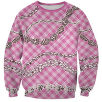 Pink Aloha Hawaii Shell Lei Sweatshirt Palaka Hebrew Cone Honey Cowrie Elegant Curves LT14 Unisex Pink - Polynesian Pride