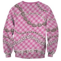 Pink Aloha Hawaii Shell Lei Sweatshirt Palaka Hebrew Cone Honey Cowrie Elegant Curves LT14 - Polynesian Pride