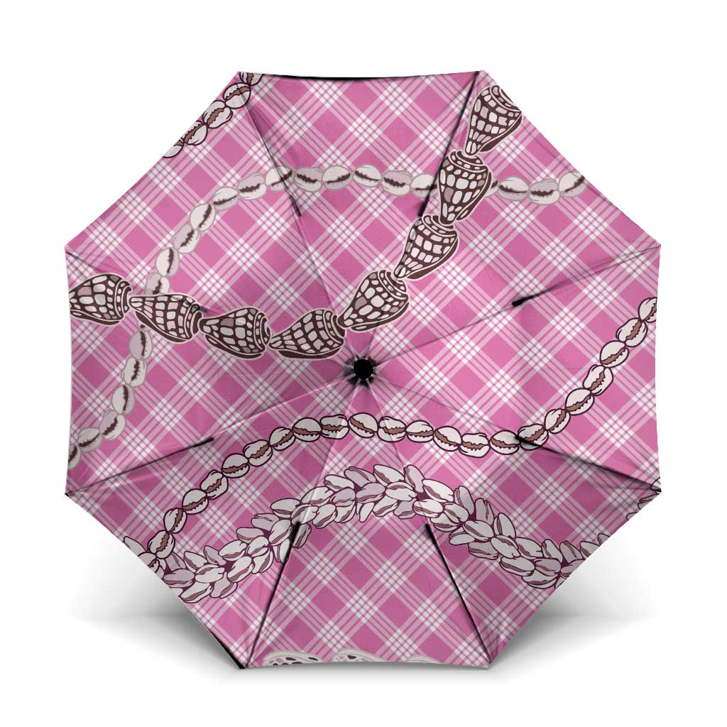 Pink Aloha Hawaii Shell Lei Umbrella Palaka Hebrew Cone Honey Cowrie Elegant Curves LT14 One Size Folded 11.42 inch Opened Diameter 37.4 inch Pink - Polynesian Pride