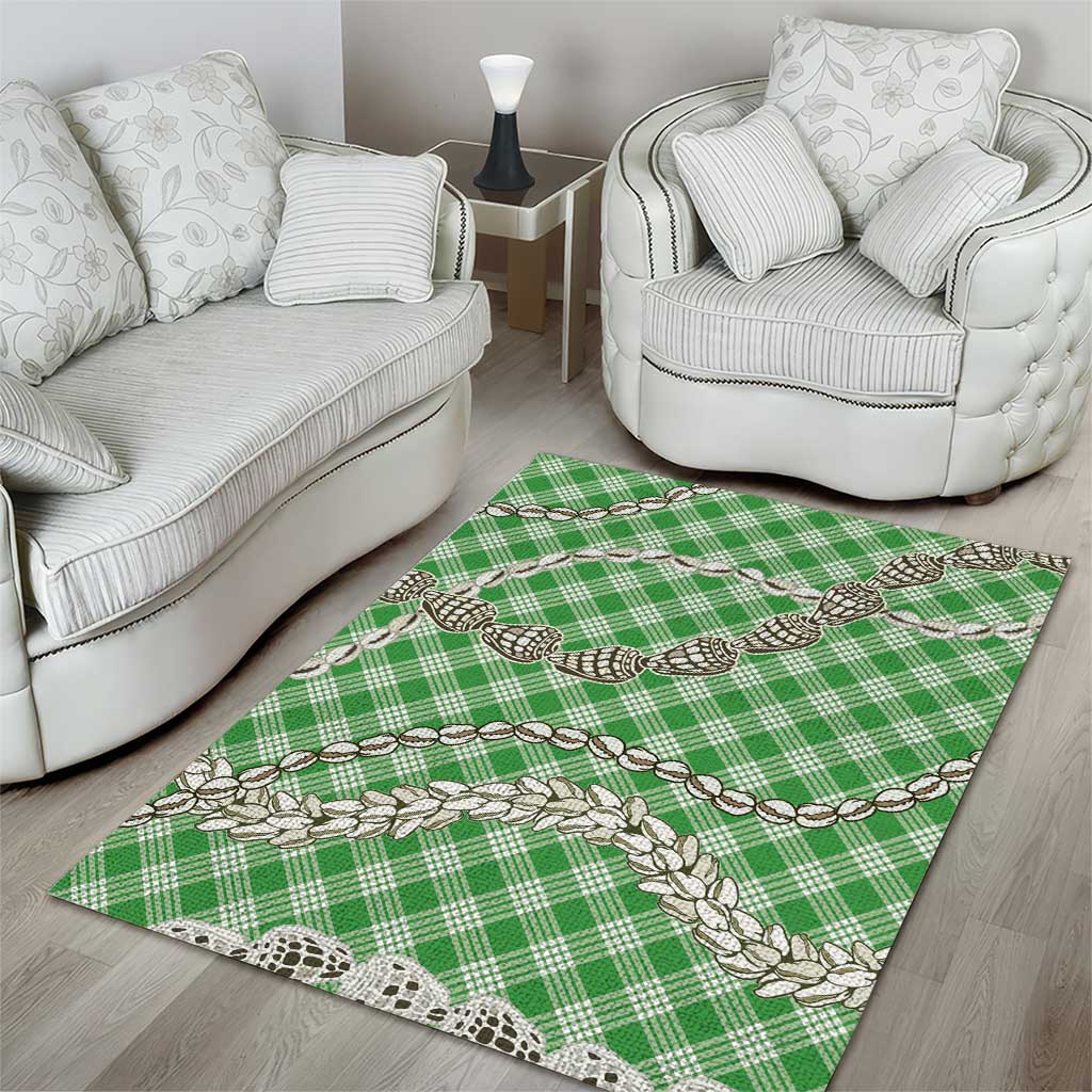 Green Aloha Hawaii Shell Lei Area Rug Palaka Hebrew Cone Honey Cowrie Elegant Curves LT14 - Polynesian Pride