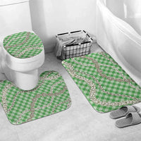Green Aloha Hawaii Shell Lei Bathroom Set Palaka Hebrew Cone Honey Cowrie Elegant Curves LT14 Mat Set Only (3 pcs) One Size Green - Polynesian Pride