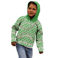 Green Aloha Hawaii Shell Lei Kid Hoodie Palaka Hebrew Cone Honey Cowrie Elegant Curves LT14 - Polynesian Pride