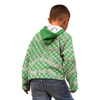 Green Aloha Hawaii Shell Lei Kid Hoodie Palaka Hebrew Cone Honey Cowrie Elegant Curves LT14 - Polynesian Pride