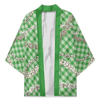 Green Aloha Hawaii Shell Lei Kimono Palaka Hebrew Cone Honey Cowrie Elegant Curves LT14 Unisex Green - Polynesian Pride