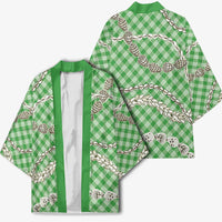 Green Aloha Hawaii Shell Lei Kimono Palaka Hebrew Cone Honey Cowrie Elegant Curves LT14 - Polynesian Pride