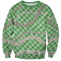 Green Aloha Hawaii Shell Lei Sweatshirt Palaka Hebrew Cone Honey Cowrie Elegant Curves LT14 Unisex Green - Polynesian Pride