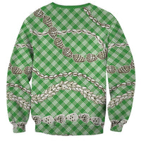 Green Aloha Hawaii Shell Lei Sweatshirt Palaka Hebrew Cone Honey Cowrie Elegant Curves LT14 - Polynesian Pride