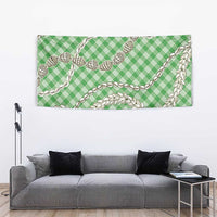 Green Aloha Hawaii Shell Lei Tapestry Palaka Hebrew Cone Honey Cowrie Elegant Curves LT14 - Polynesian Pride