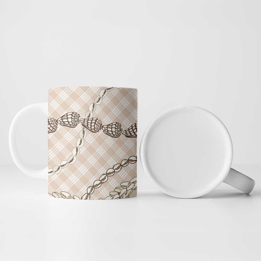 Beige Aloha Hawaii Shell Lei Ceramic Mug Palaka Hebrew Cone Honey Cowrie Elegant Curves LT14 - Polynesian Pride