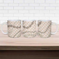 Beige Aloha Hawaii Shell Lei Ceramic Mug Palaka Hebrew Cone Honey Cowrie Elegant Curves LT14 - Polynesian Pride
