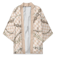 Beige Aloha Hawaii Shell Lei Kimono Palaka Hebrew Cone Honey Cowrie Elegant Curves LT14 Unisex Beige - Polynesian Pride
