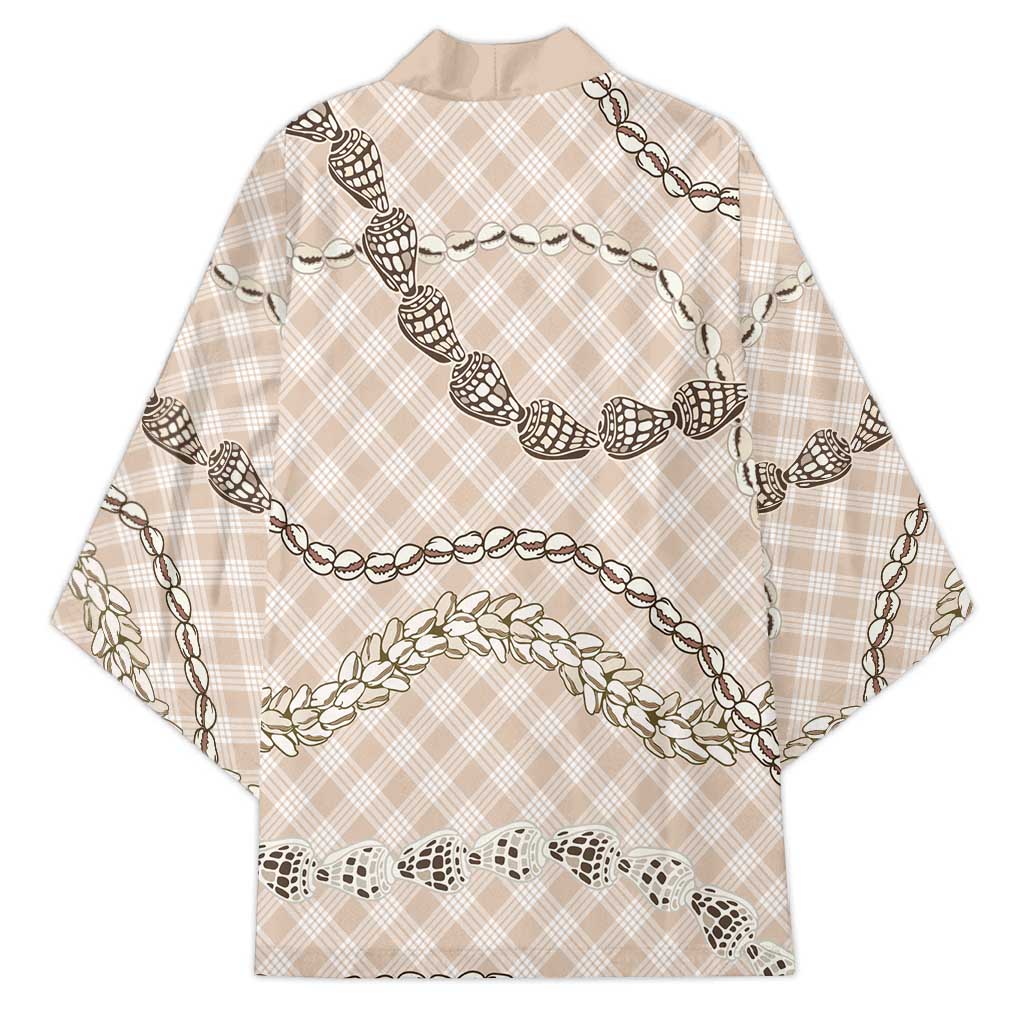 Beige Aloha Hawaii Shell Lei Kimono Palaka Hebrew Cone Honey Cowrie Elegant Curves LT14 - Polynesian Pride