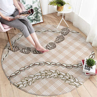 Beige Aloha Hawaii Shell Lei Round Carpet Palaka Hebrew Cone Honey Cowrie Elegant Curves LT14 - Polynesian Pride