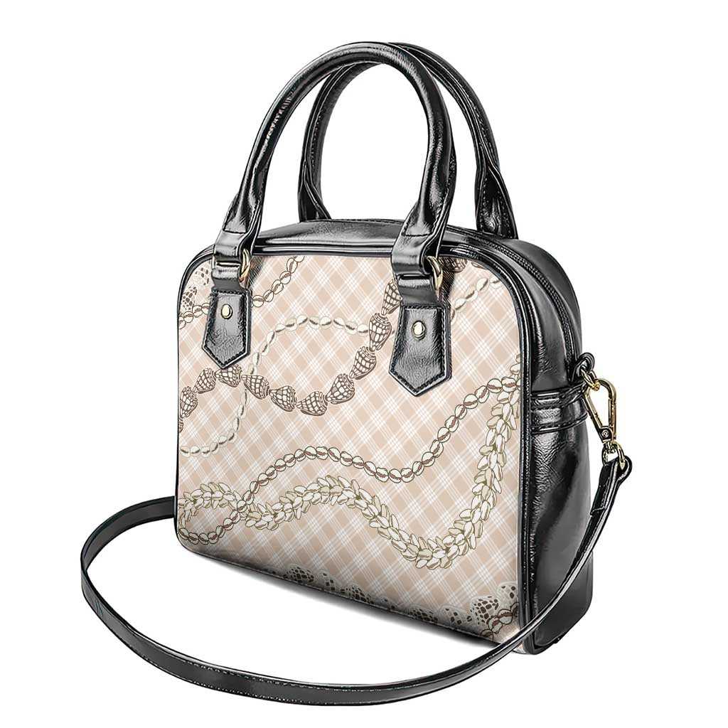 Beige Aloha Hawaii Shell Lei Shoulder Handbag Palaka Hebrew Cone Honey Cowrie Elegant Curves LT14 - Polynesian Pride