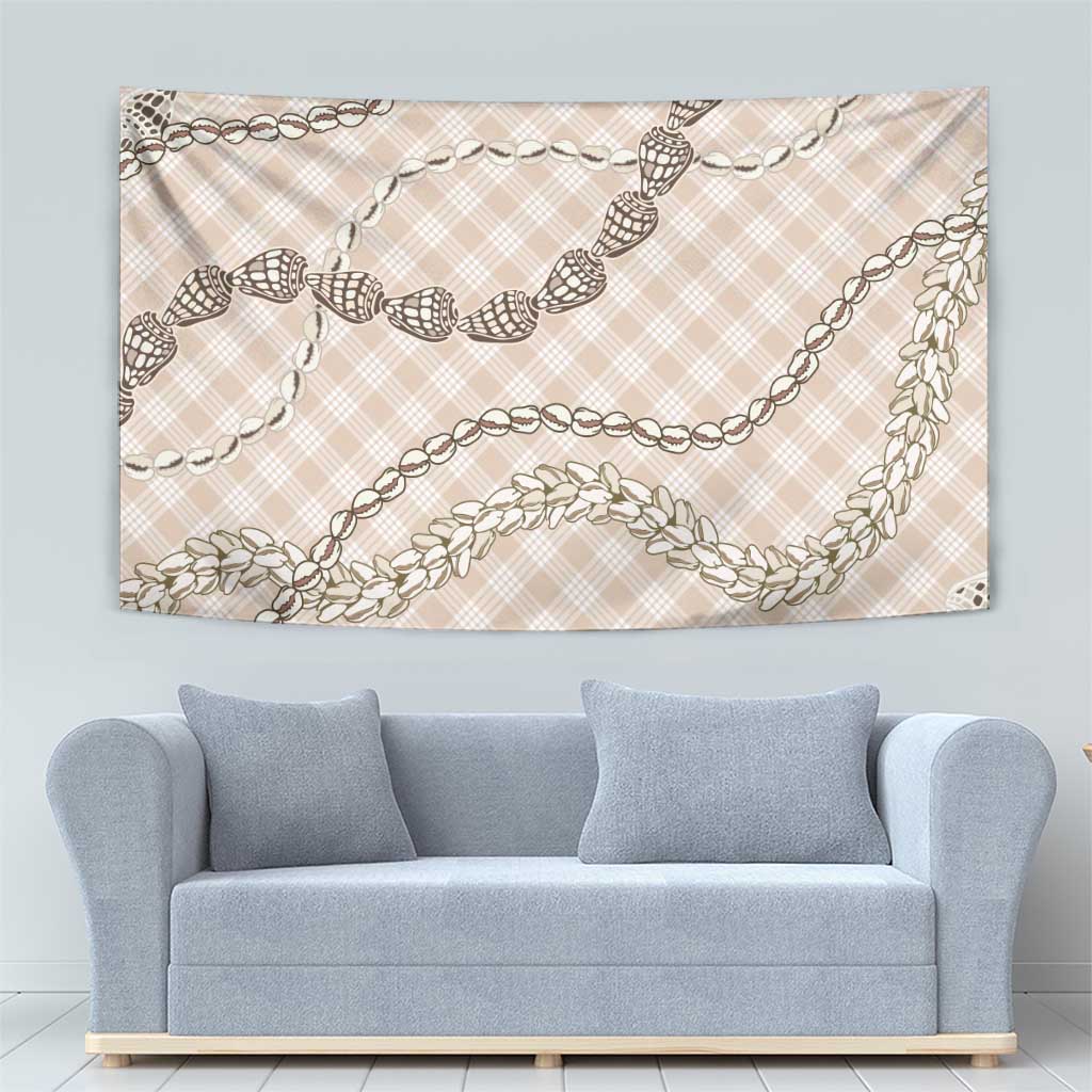 Beige Aloha Hawaii Shell Lei Tapestry Palaka Hebrew Cone Honey Cowrie Elegant Curves LT14 - Polynesian Pride